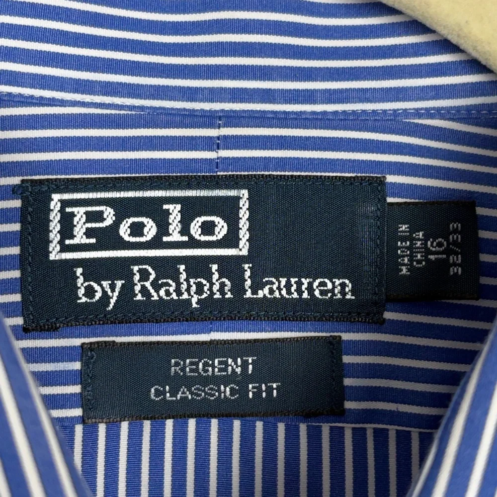 Polo RL‎ Regent Classic Fit Blue & White Pinstripe Button Front SZ 16 32/33